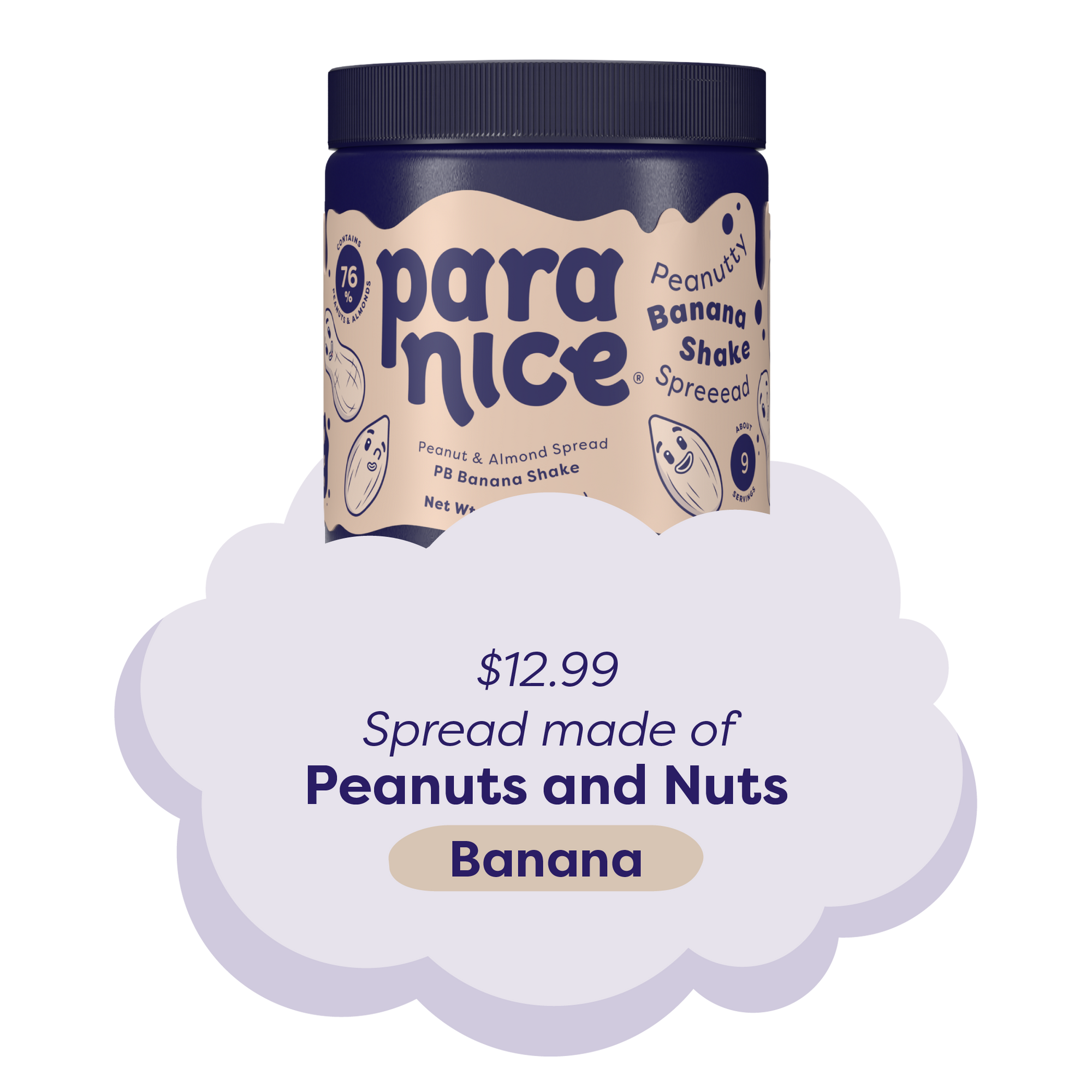 Spread made of Peanuts and Nuts Banana